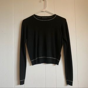 Brandy Melville Black Cropped Sweater w Stitching